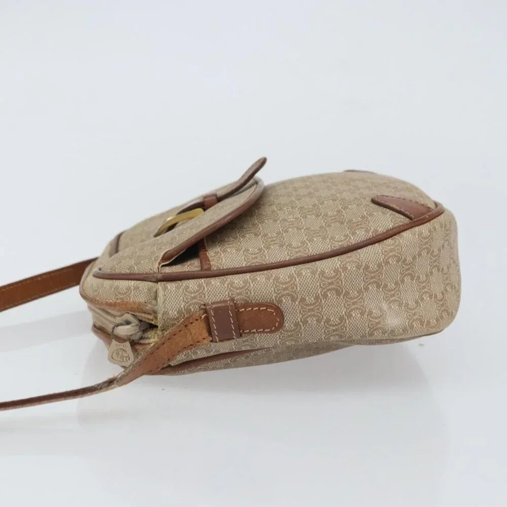 Authentic CELINE Macadam Canvas Shoulder Bag PVC Beige Gold - Picture 12 of 16